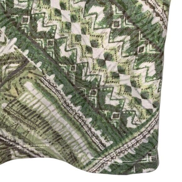 Alfred Dunner Short-Sleeve Green Geometric Beaded V-Neck Top - Picture 6 of 9